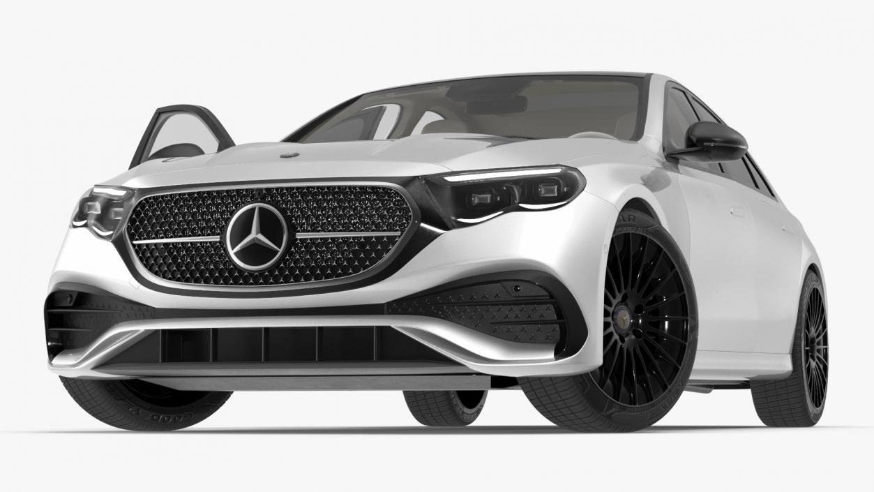 3D New E-Class Mercedes 2023 White Rigged model