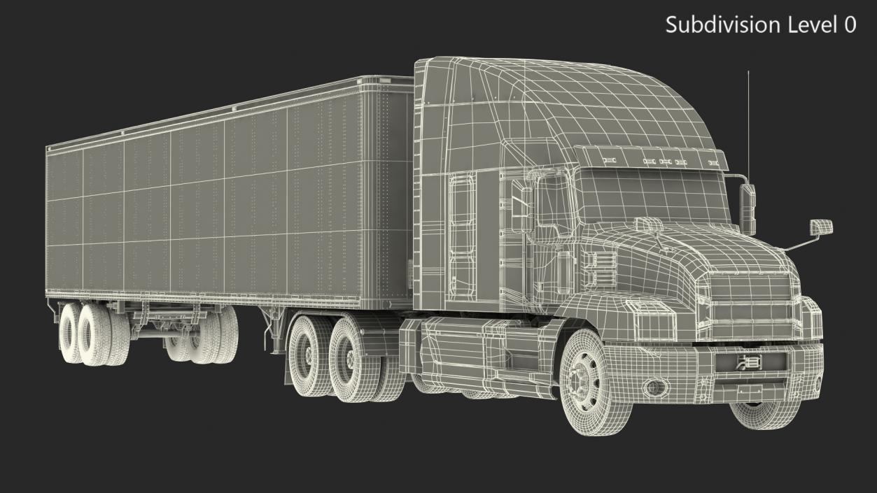 3D Semi Truck with Trailer Generic