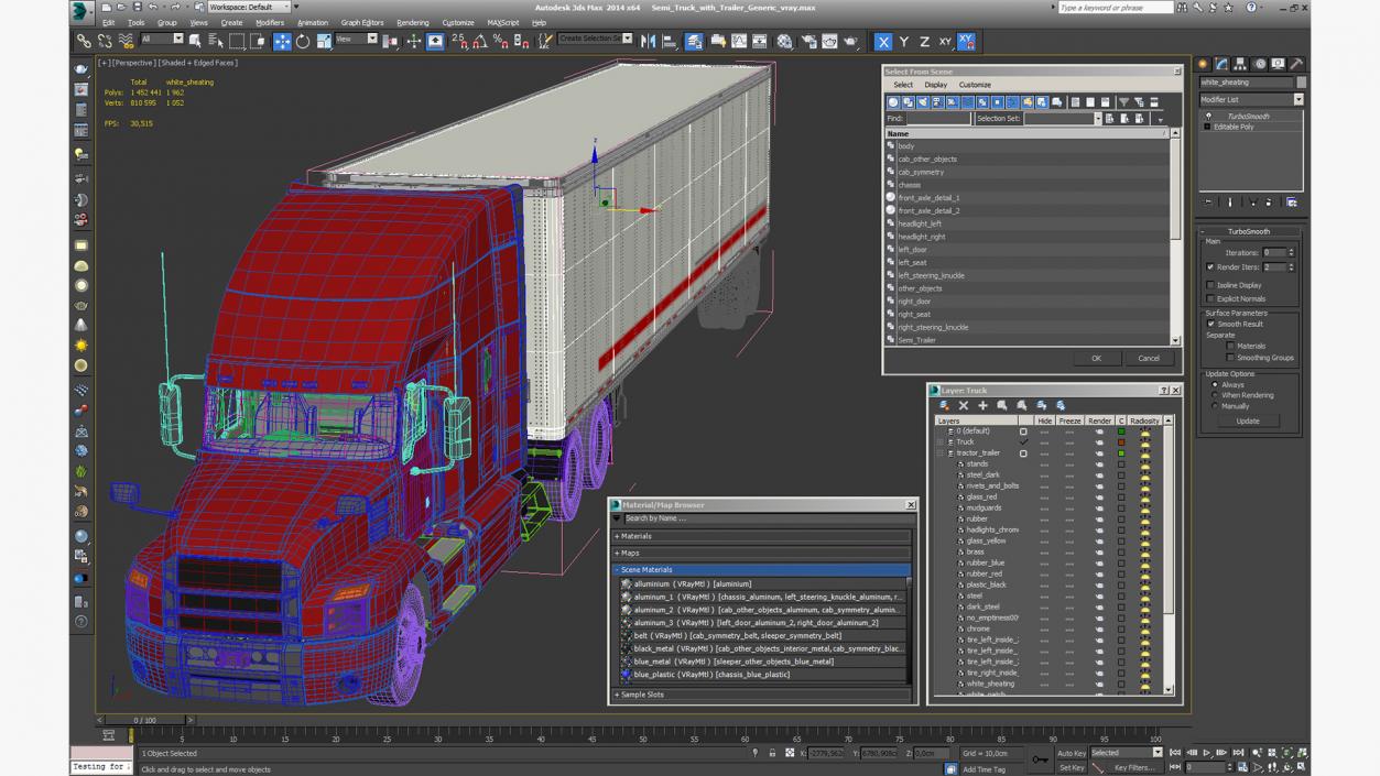 3D Semi Truck with Trailer Generic