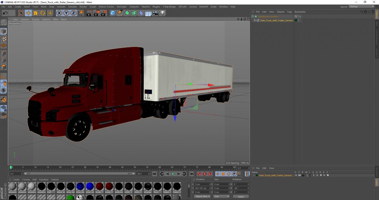 3D Semi Truck with Trailer Generic