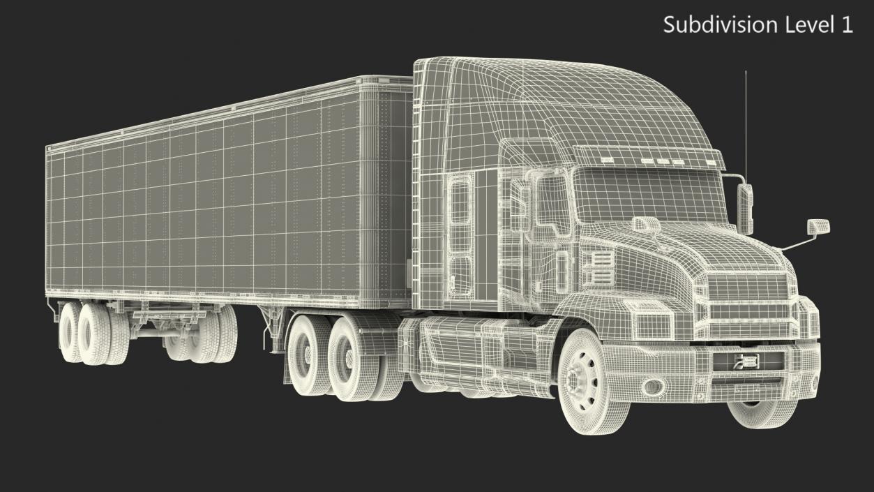 3D Semi Truck with Trailer Generic