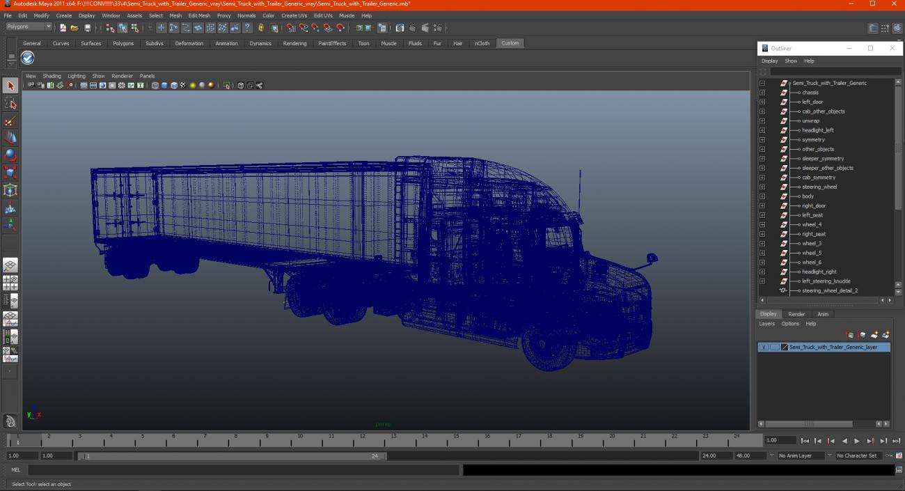 3D Semi Truck with Trailer Generic