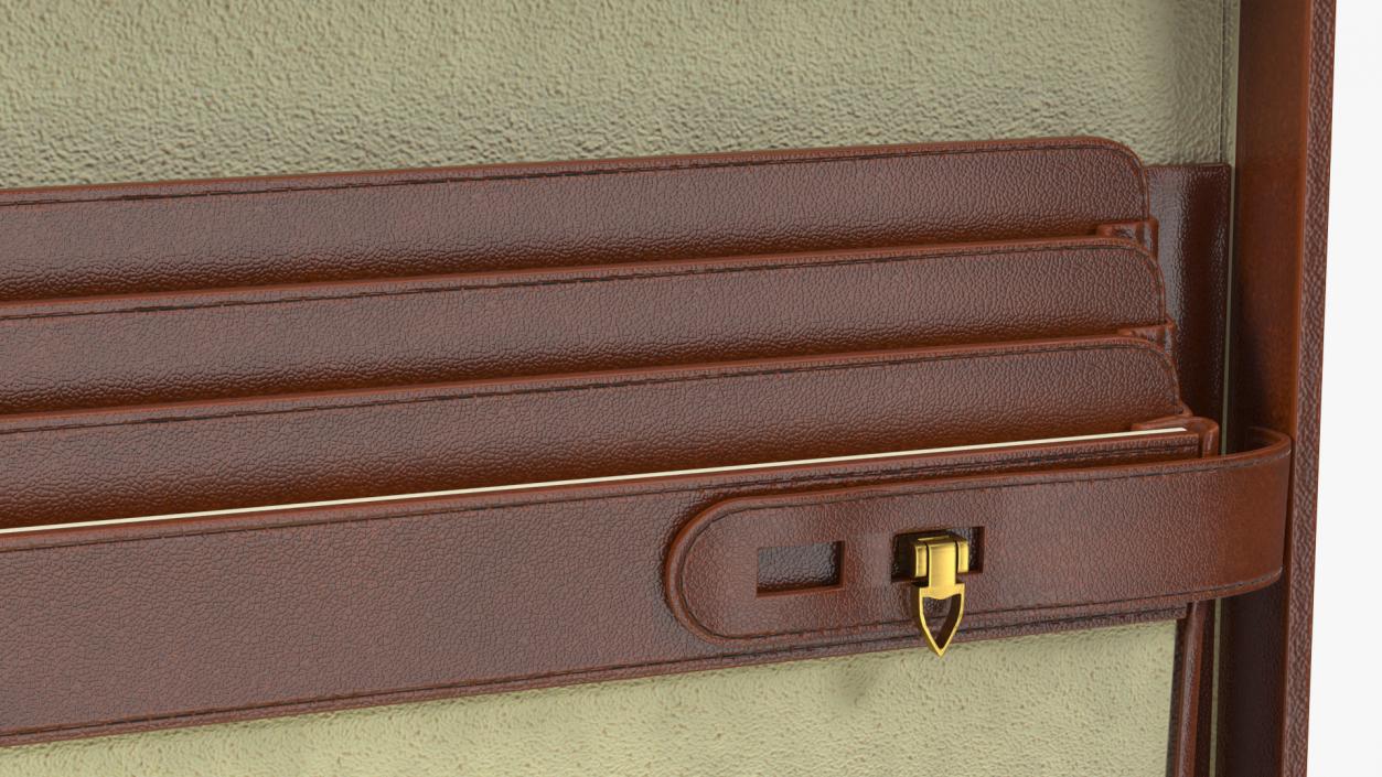 3D Opened Hard Shell Leather Briefcase Brown