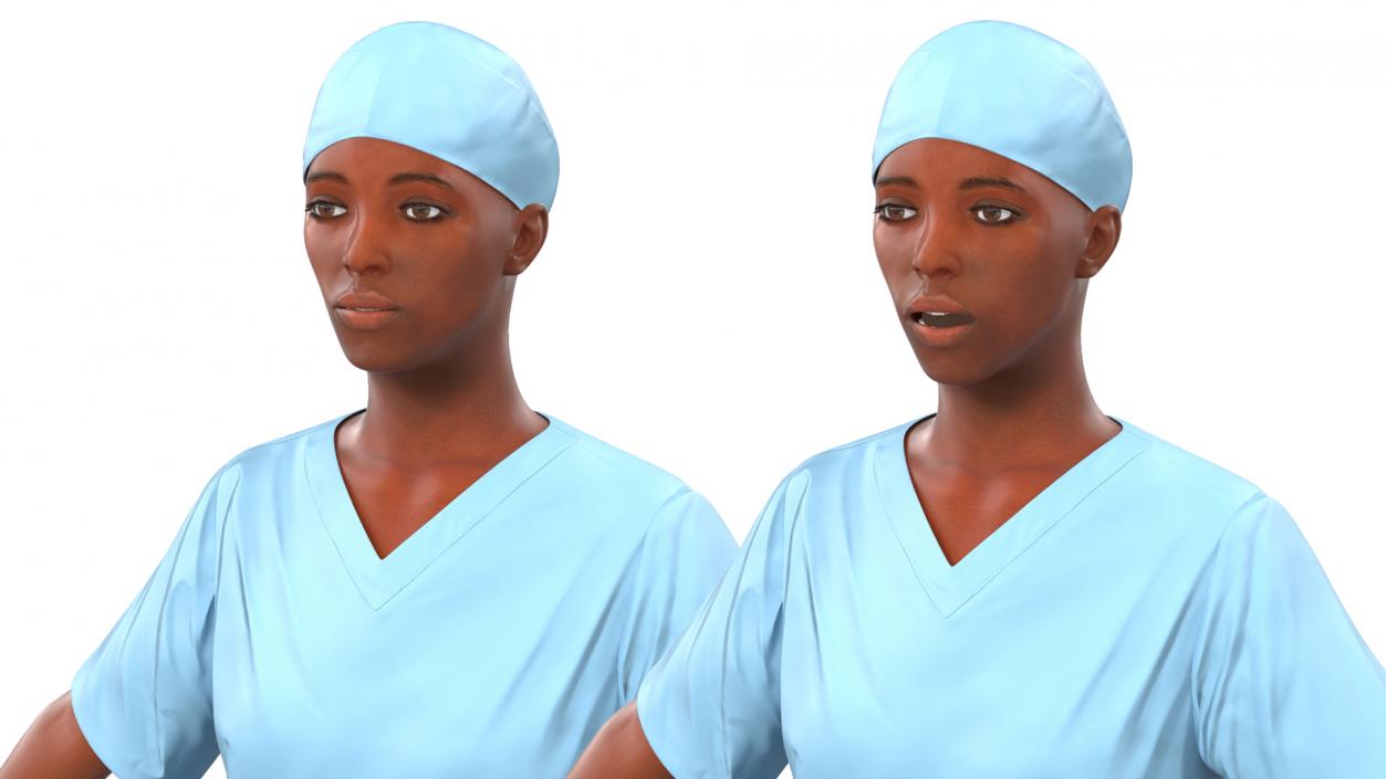 3D model Female Nurse in Scrubs with Bloodstains Rigged Fur