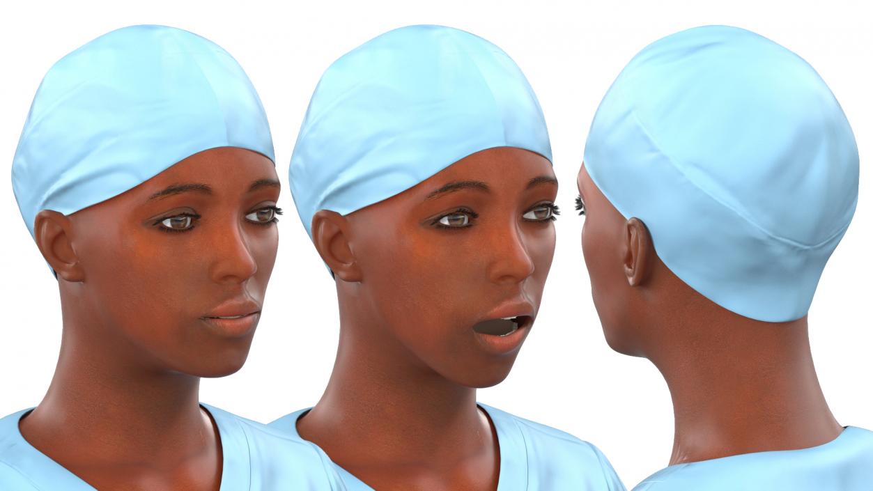 3D model Female Nurse in Scrubs with Bloodstains Rigged Fur