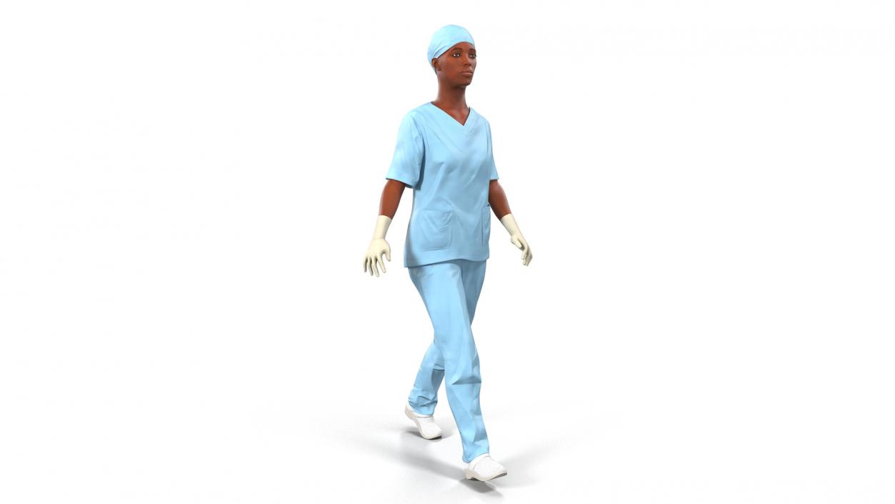 3D model Female Nurse in Scrubs with Bloodstains Rigged Fur