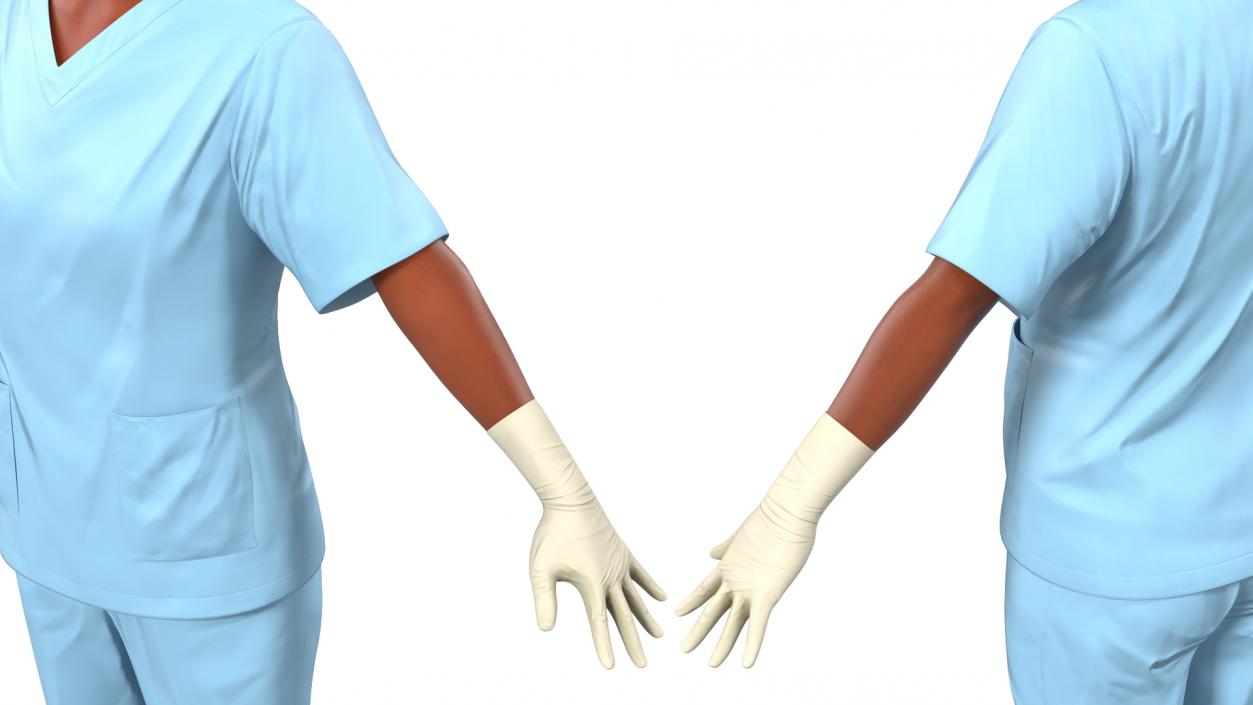 3D model Female Nurse in Scrubs with Bloodstains Rigged Fur