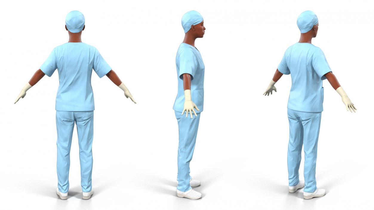 3D model Female Nurse in Scrubs with Bloodstains Rigged Fur