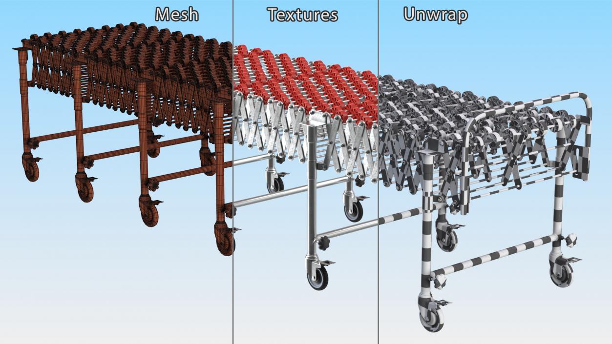 Folding Telescopic Roller Red 3D model