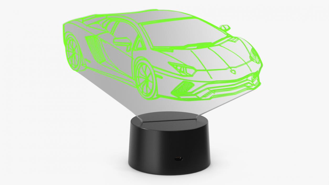 3D model Hologram Night Light Car Green