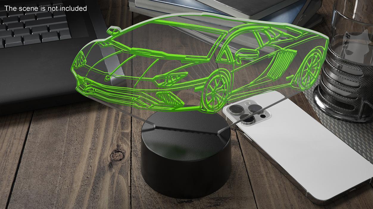 3D model Hologram Night Light Car Green