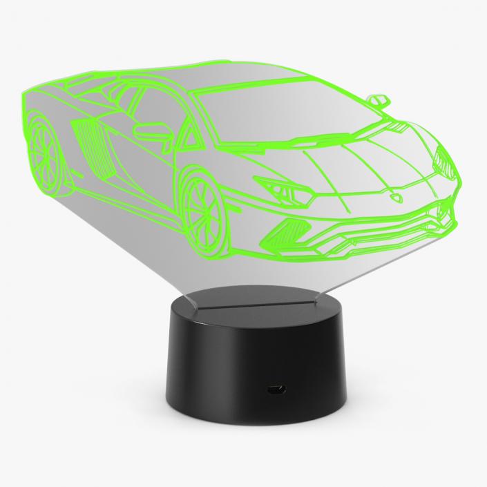 3D model Hologram Night Light Car Green