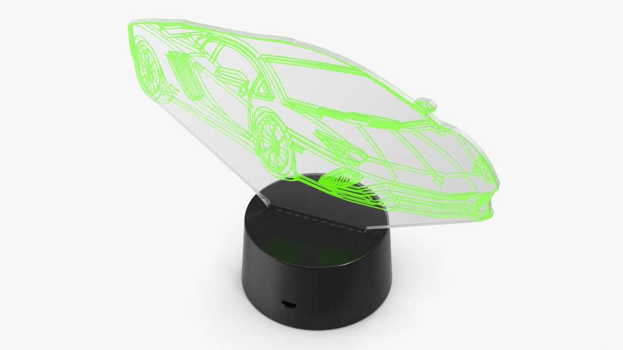 3D model Hologram Night Light Car Green