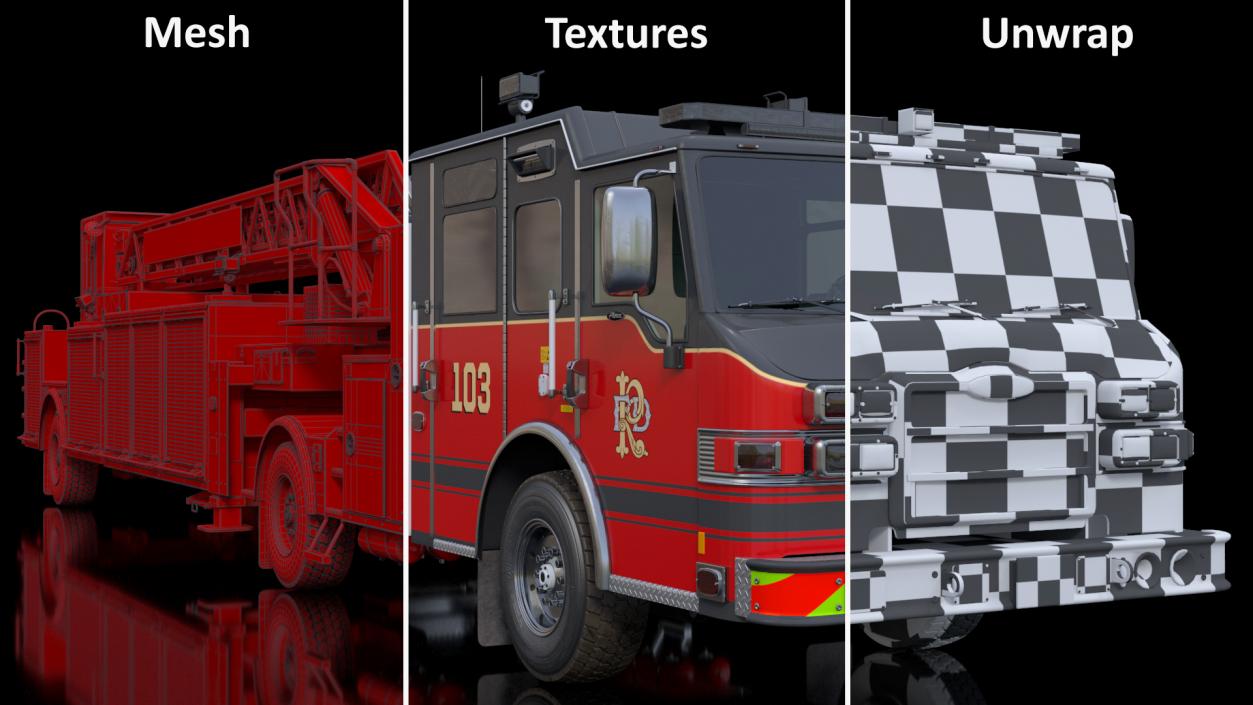 3D model Velocity Ascendant Black Fire Truck