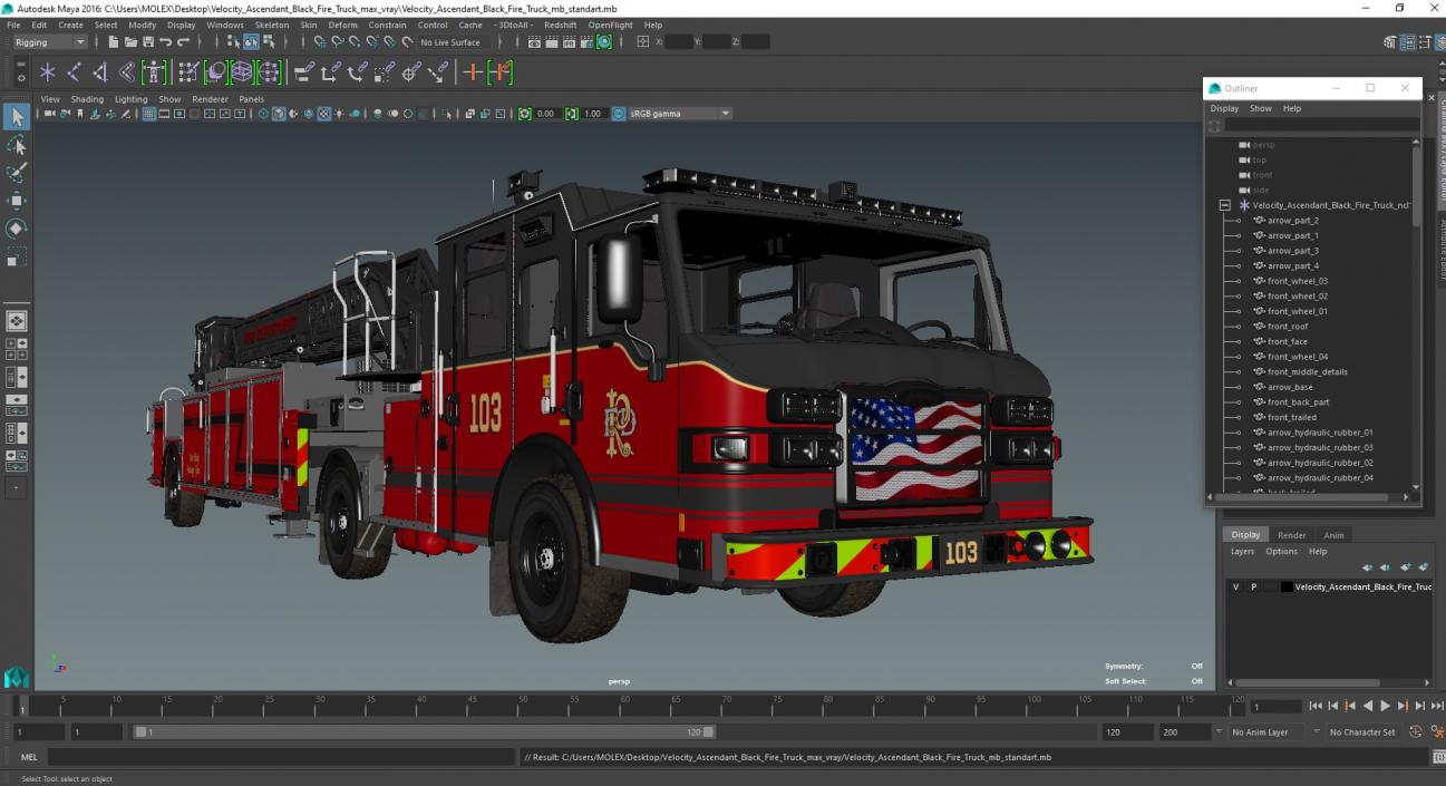 3D model Velocity Ascendant Black Fire Truck