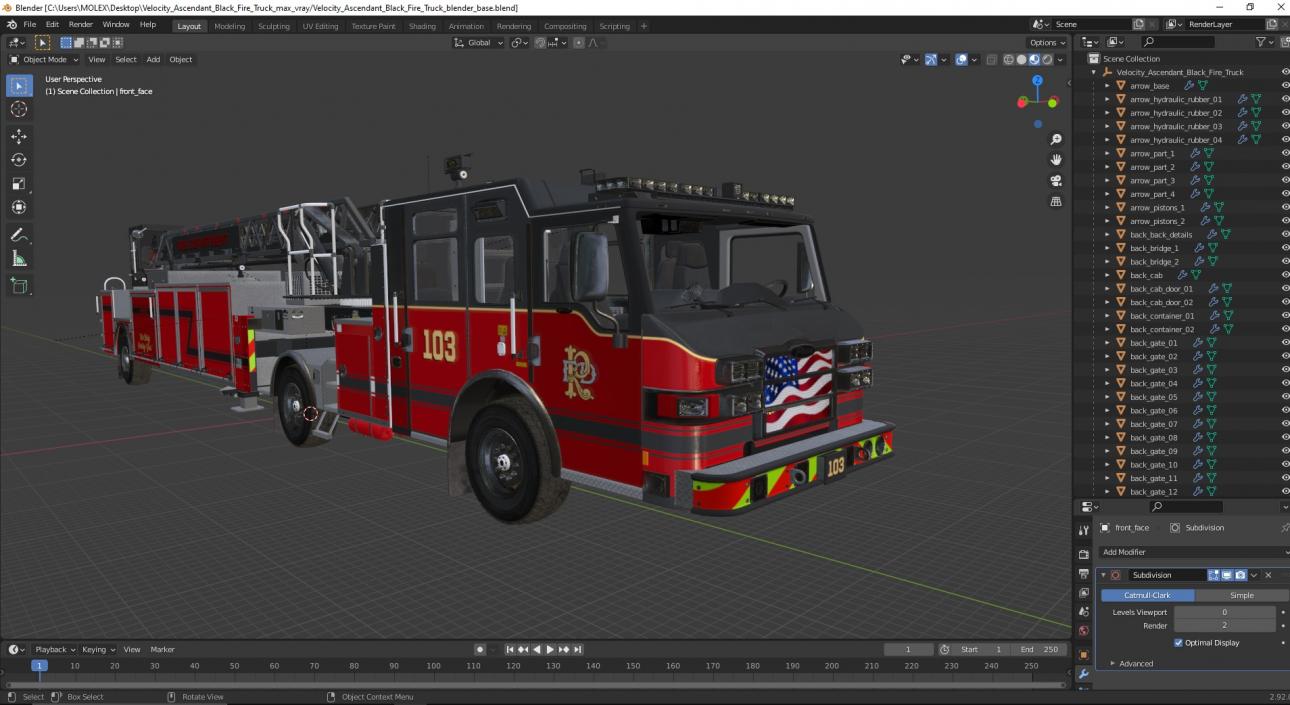 3D model Velocity Ascendant Black Fire Truck