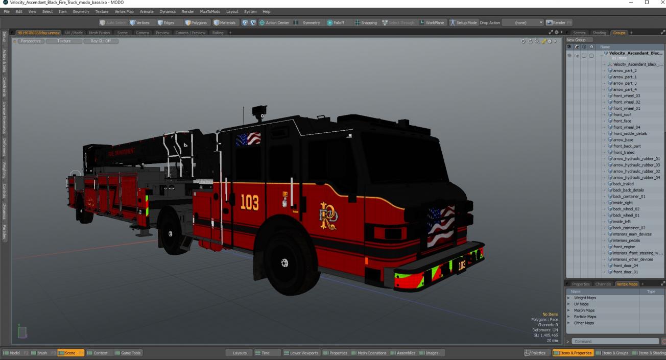 3D model Velocity Ascendant Black Fire Truck