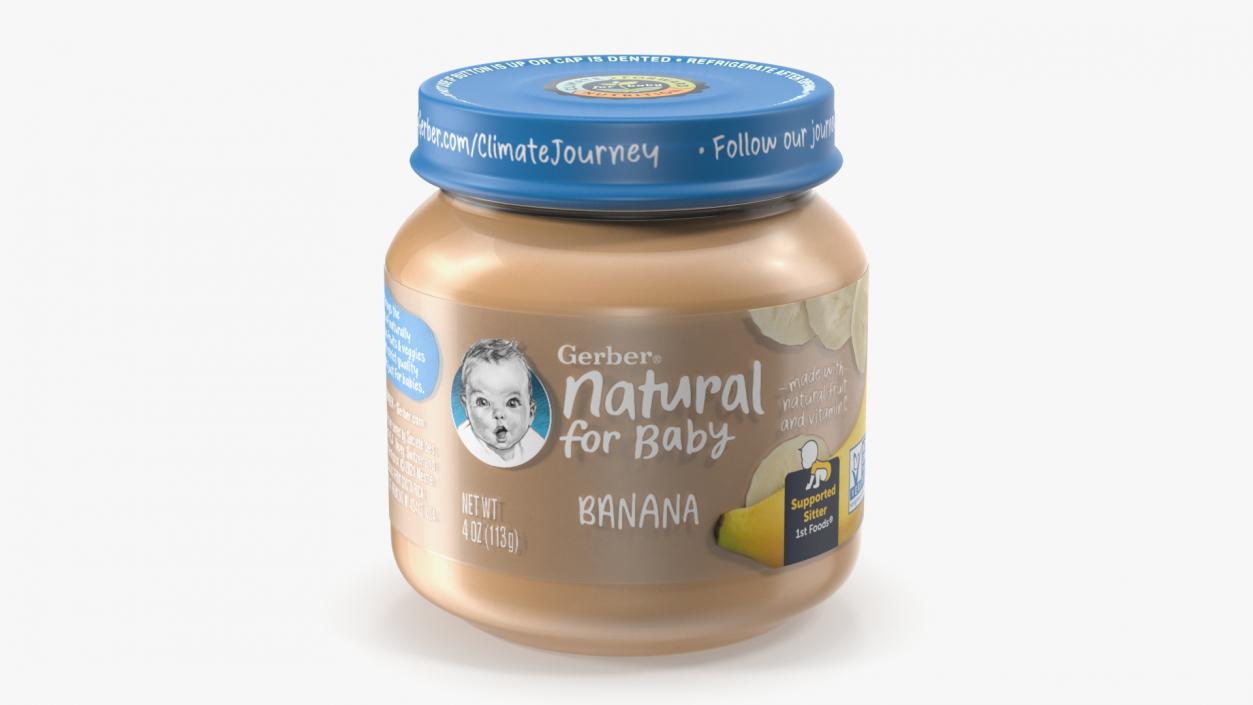 Banana Gerber Baby Food Jar 113g 3D