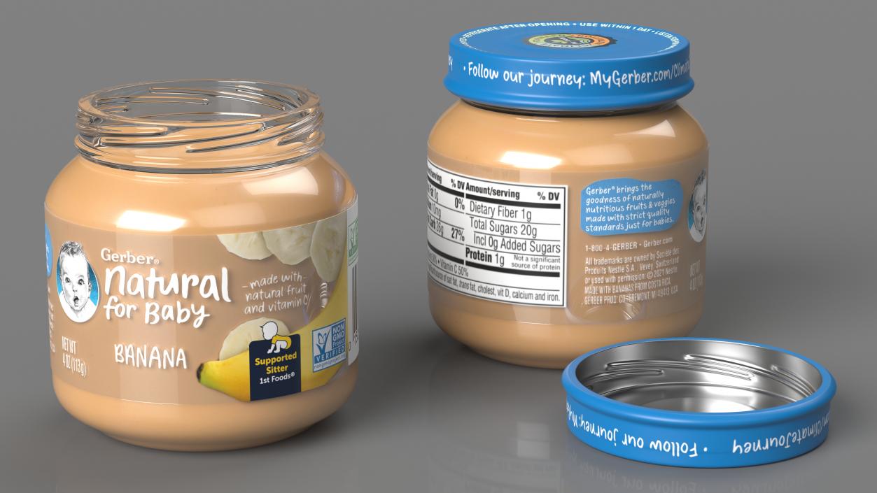 Banana Gerber Baby Food Jar 113g 3D