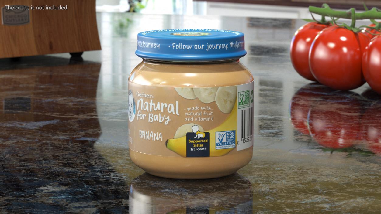 Banana Gerber Baby Food Jar 113g 3D