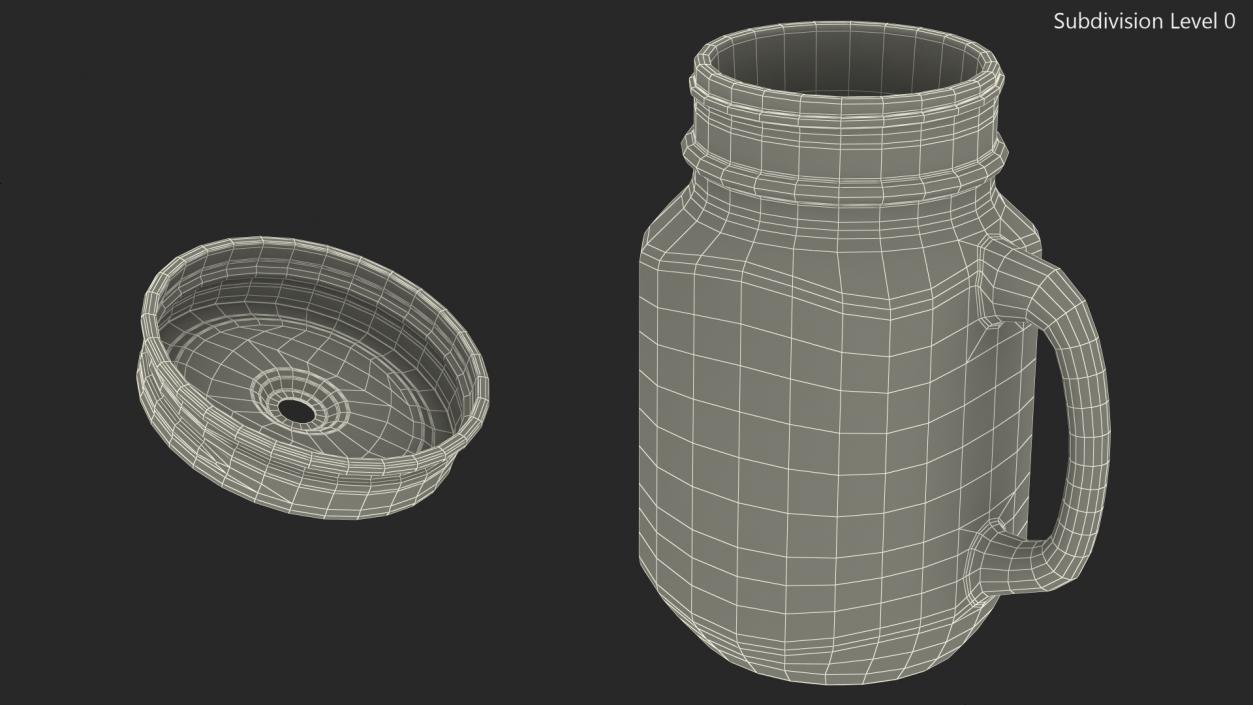 3D Estilo Mason Drinking Jar with Sip Lid model