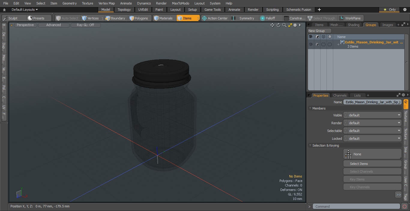 3D Estilo Mason Drinking Jar with Sip Lid model