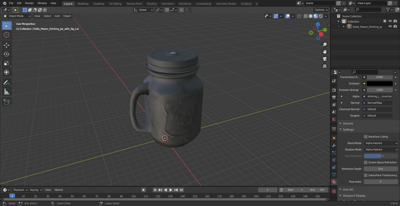 3D Estilo Mason Drinking Jar with Sip Lid model