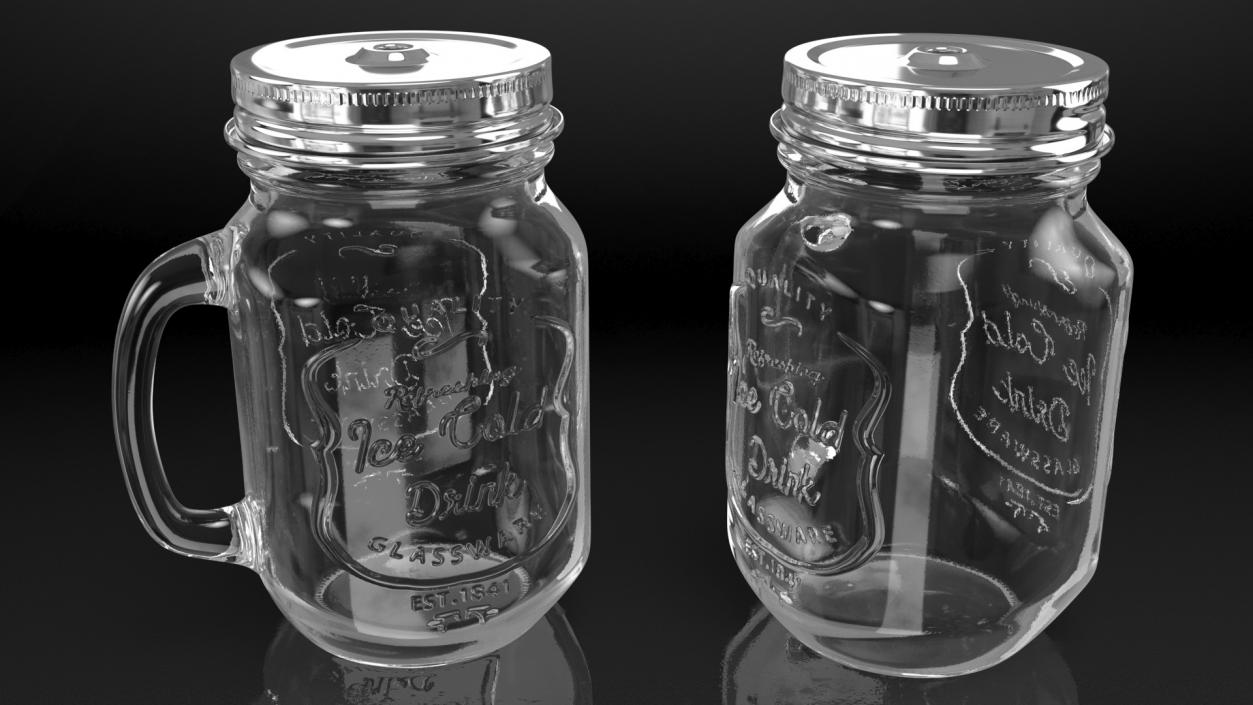 3D Estilo Mason Drinking Jar with Sip Lid model