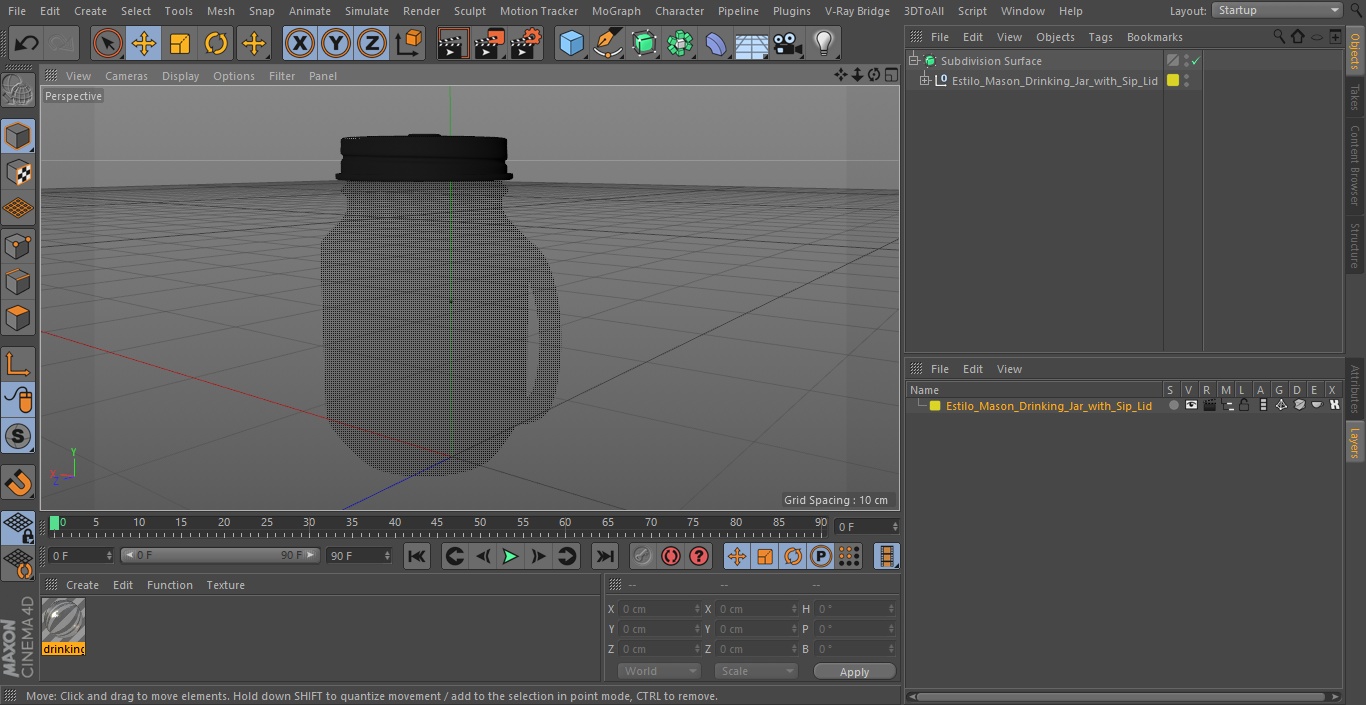 3D Estilo Mason Drinking Jar with Sip Lid model