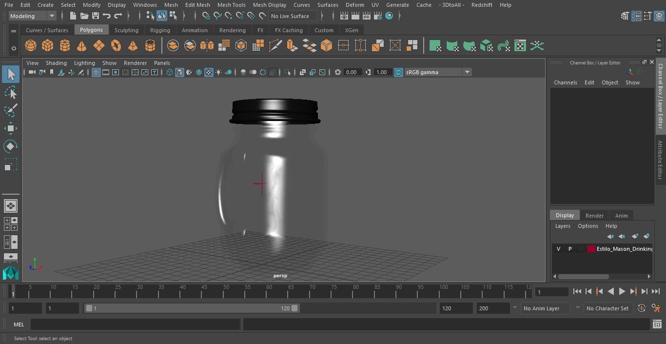 3D Estilo Mason Drinking Jar with Sip Lid model