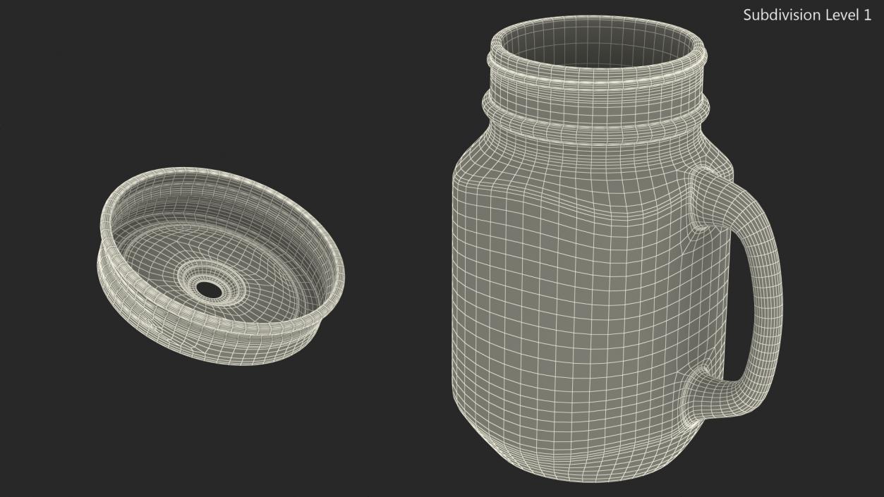 3D Estilo Mason Drinking Jar with Sip Lid model