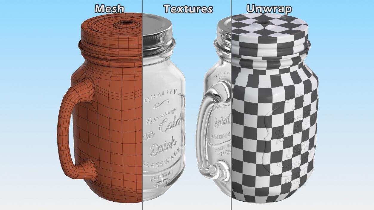 3D Estilo Mason Drinking Jar with Sip Lid model