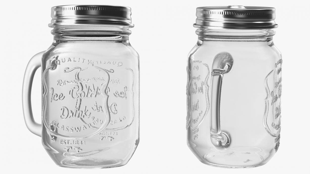 3D Estilo Mason Drinking Jar with Sip Lid model