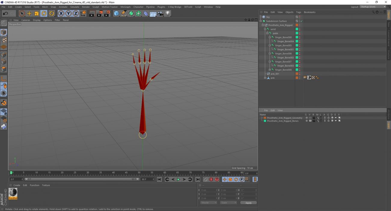 3D model Prosthetic Arm Rigged for Cinema 4D