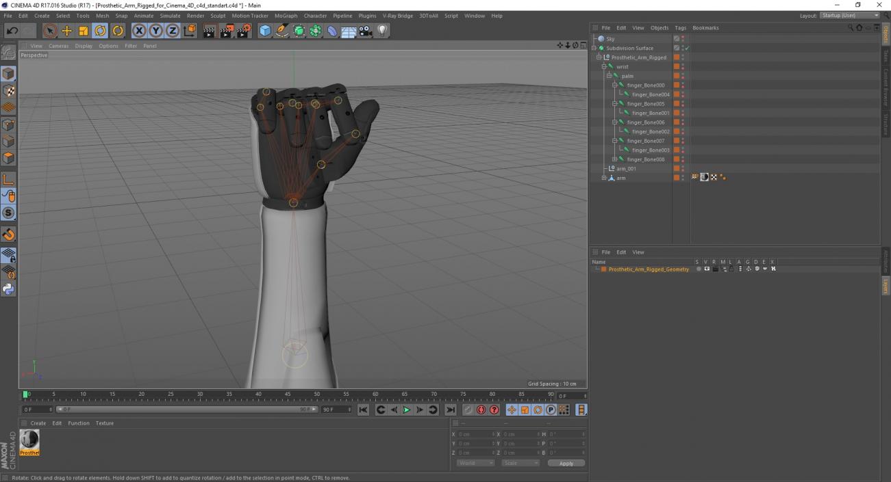 3D model Prosthetic Arm Rigged for Cinema 4D