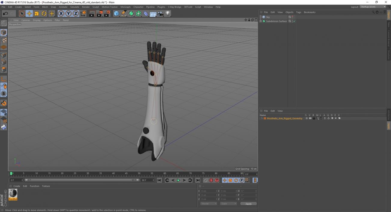 3D model Prosthetic Arm Rigged for Cinema 4D