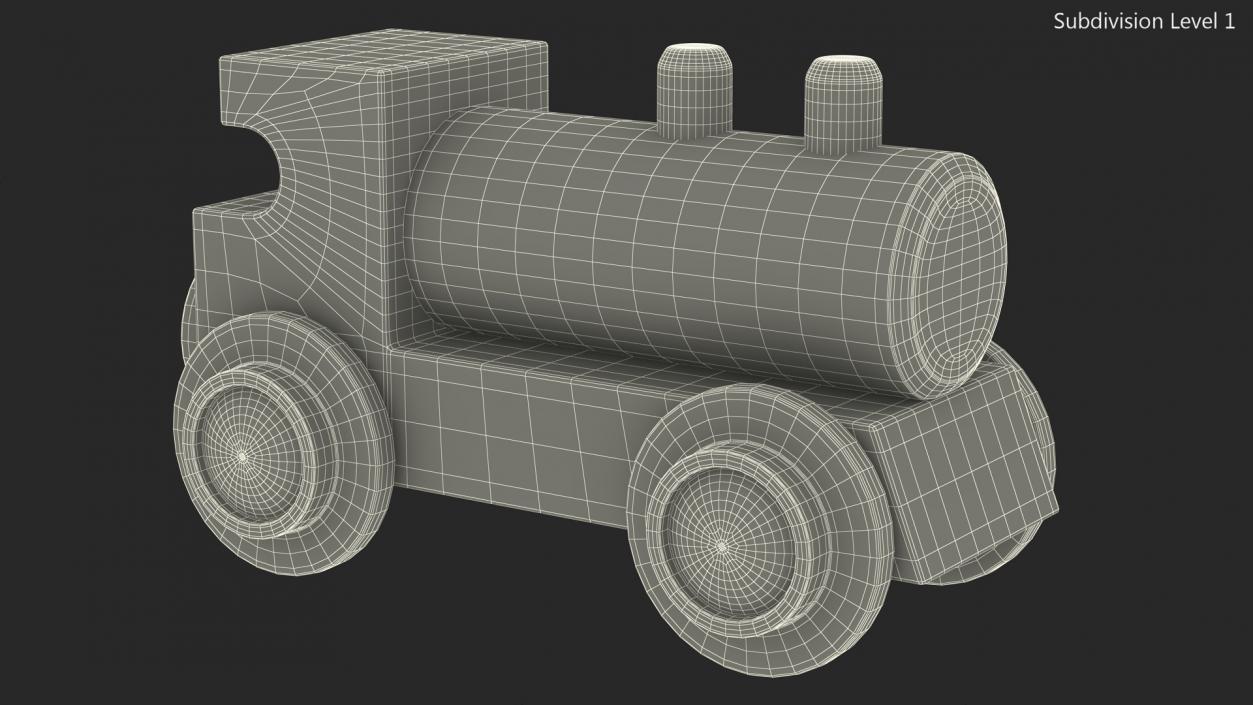 Classic Wooden Toy Train 3D model