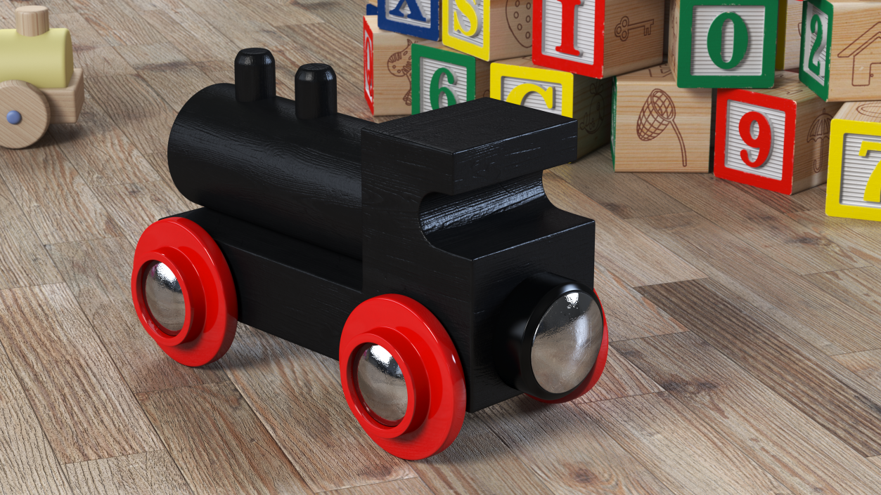 Classic Wooden Toy Train 3D model