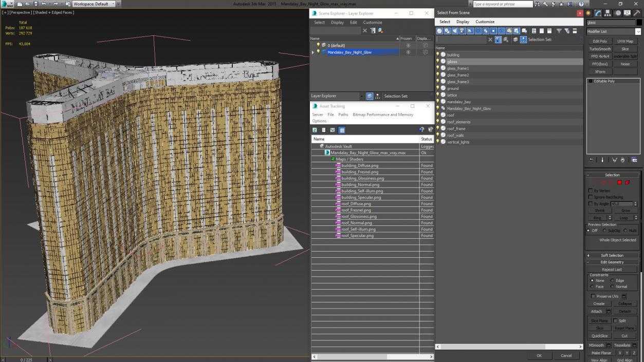 3D Mandalay Bay Night Glow model