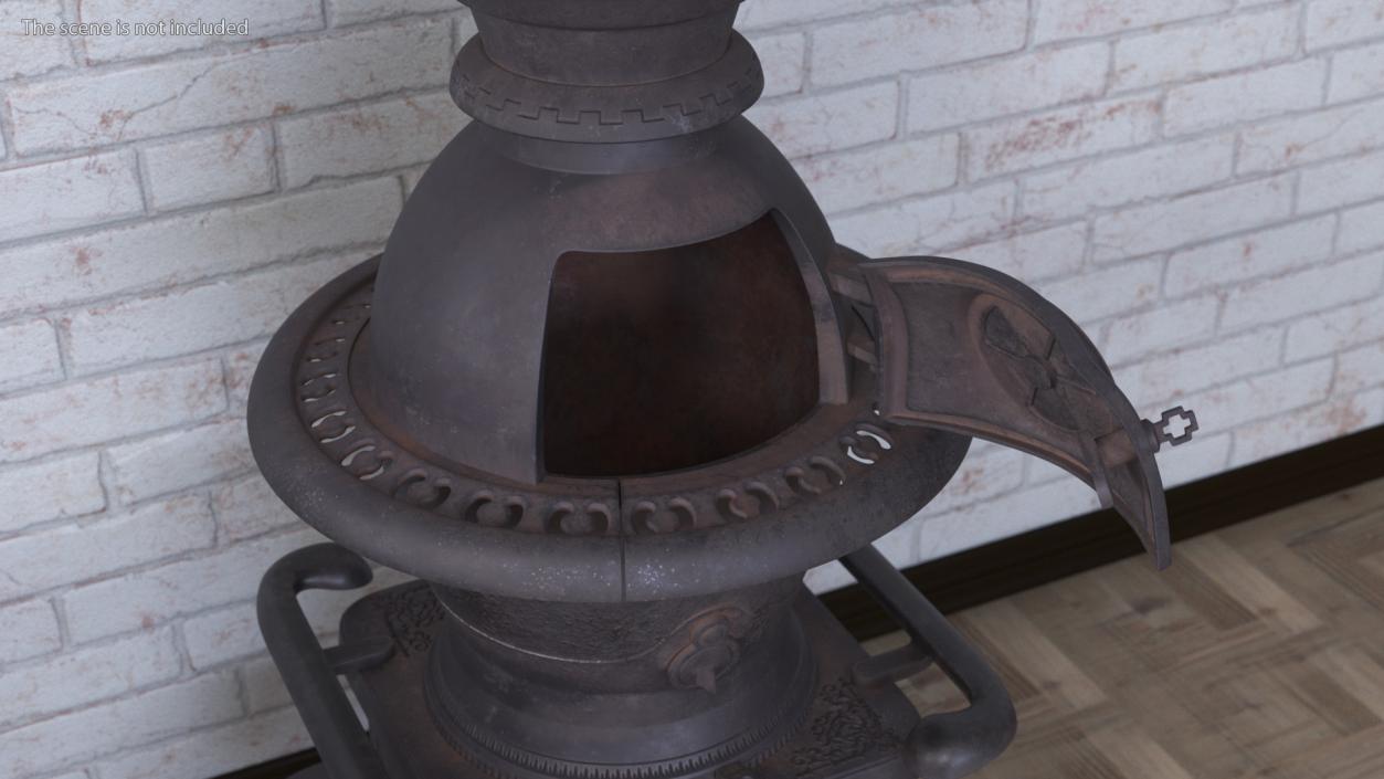 3D Old Potbelly Stove Open model