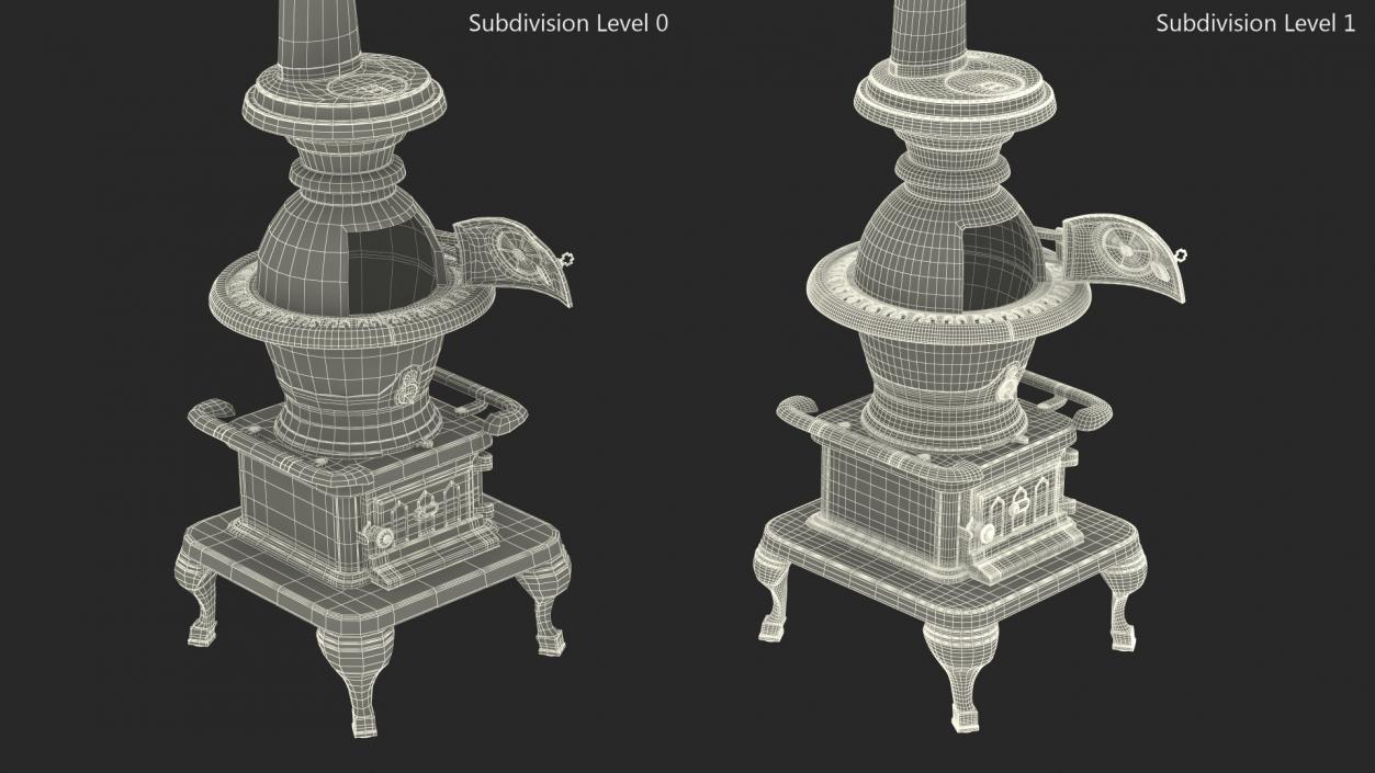 3D Old Potbelly Stove Open model