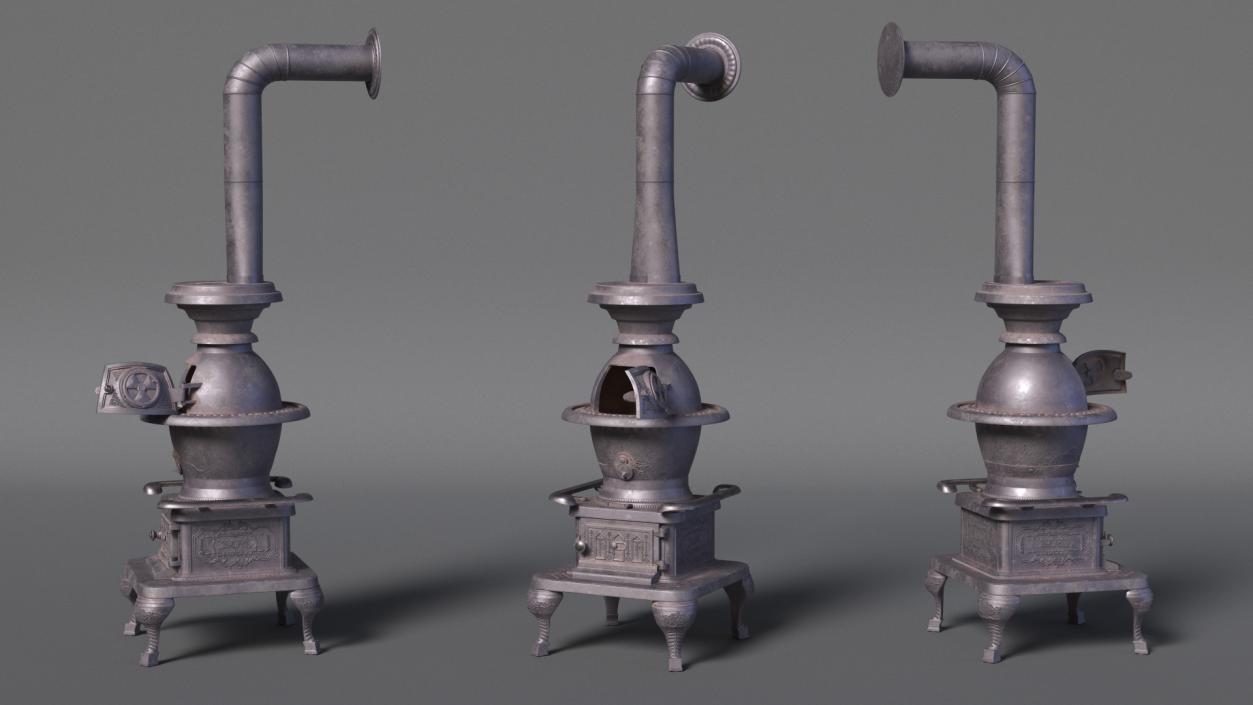 3D Old Potbelly Stove Open model