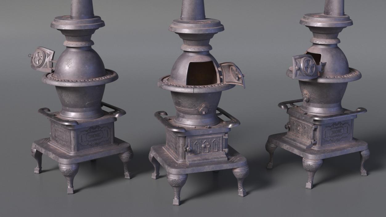 3D Old Potbelly Stove Open model