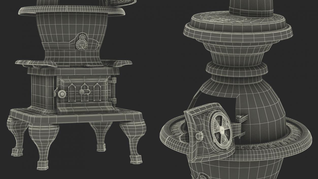 3D Old Potbelly Stove Open model