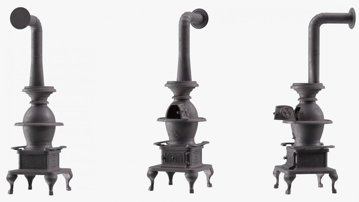 3D Old Potbelly Stove Open model