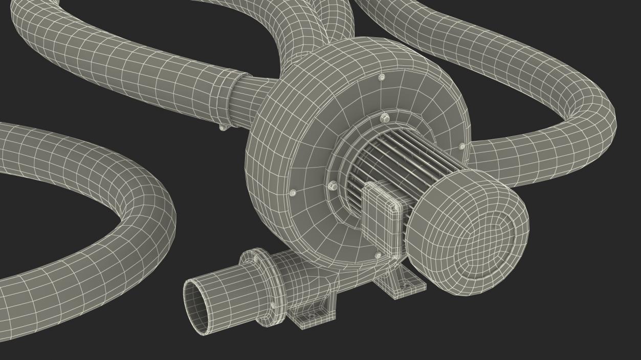 Exhaust Fume Extraction System Twin Duct Rigged 3D