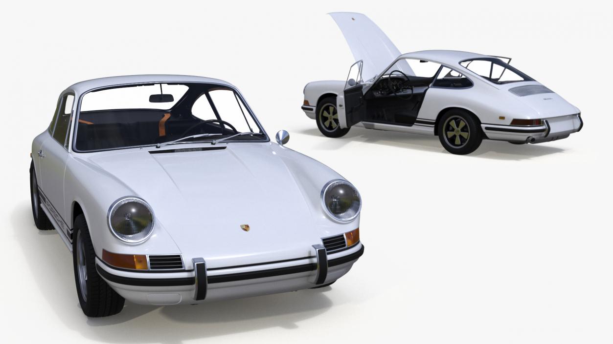 White Porsche 911 1969 3D