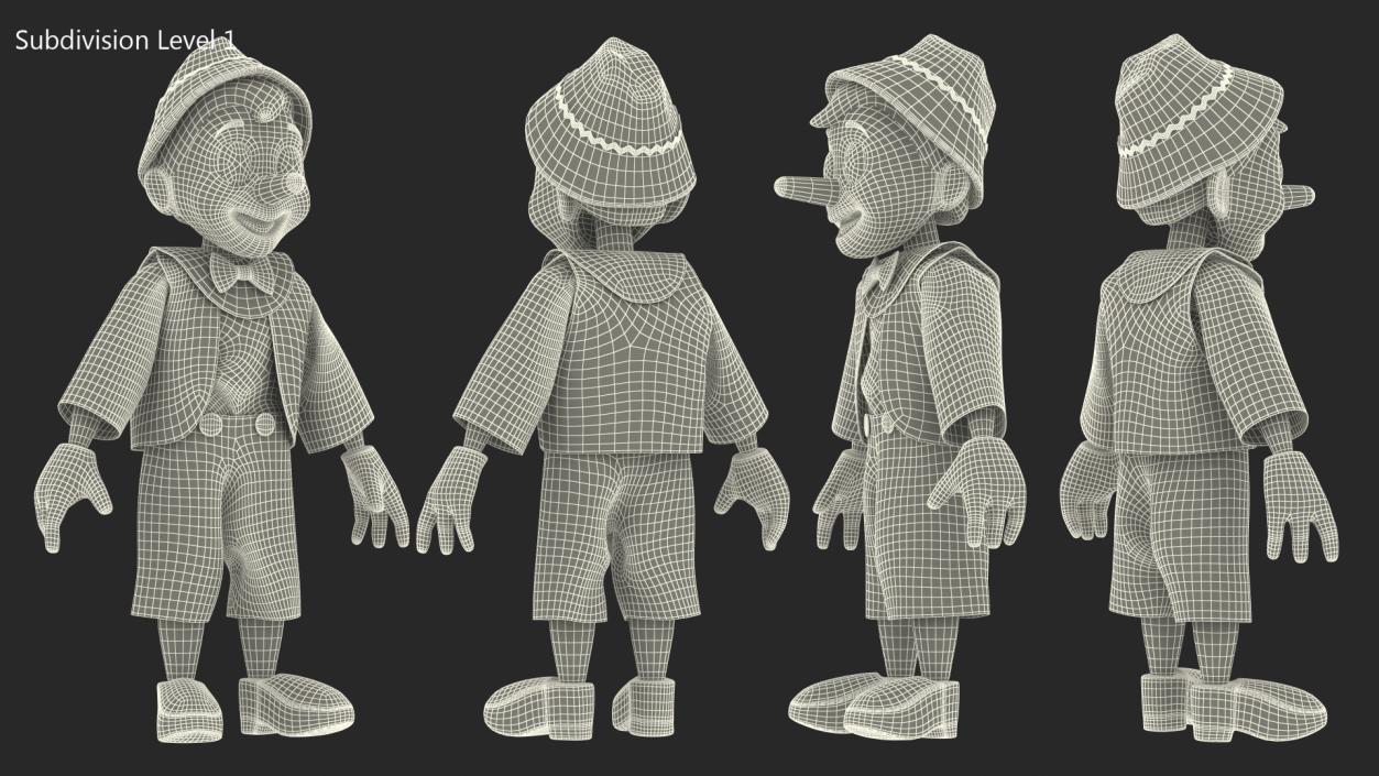 3D Pinocchio Wooden Doll Toy Rigged for Cinema 4D