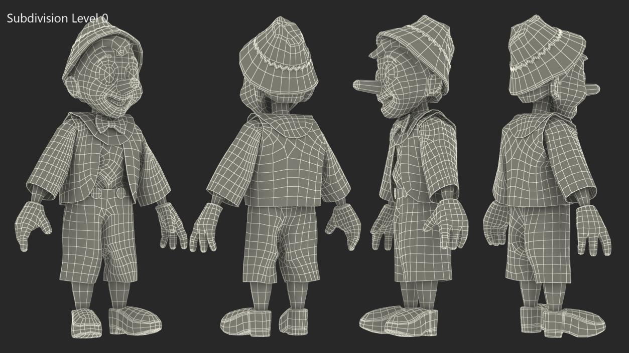 3D Pinocchio Wooden Doll Toy Rigged for Cinema 4D