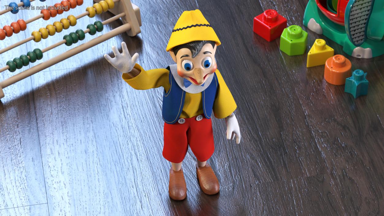 3D Pinocchio Wooden Doll Toy Rigged for Cinema 4D